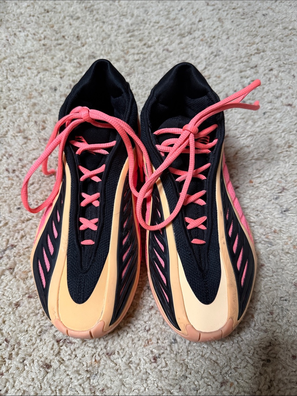 adidas Kids Sneakers Black and Peach with Pink Laces